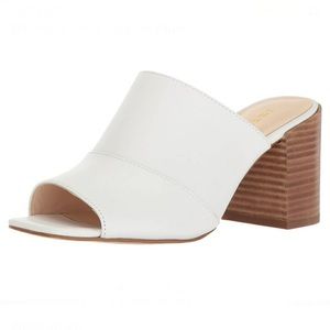NEW Nine West White Leather Slides